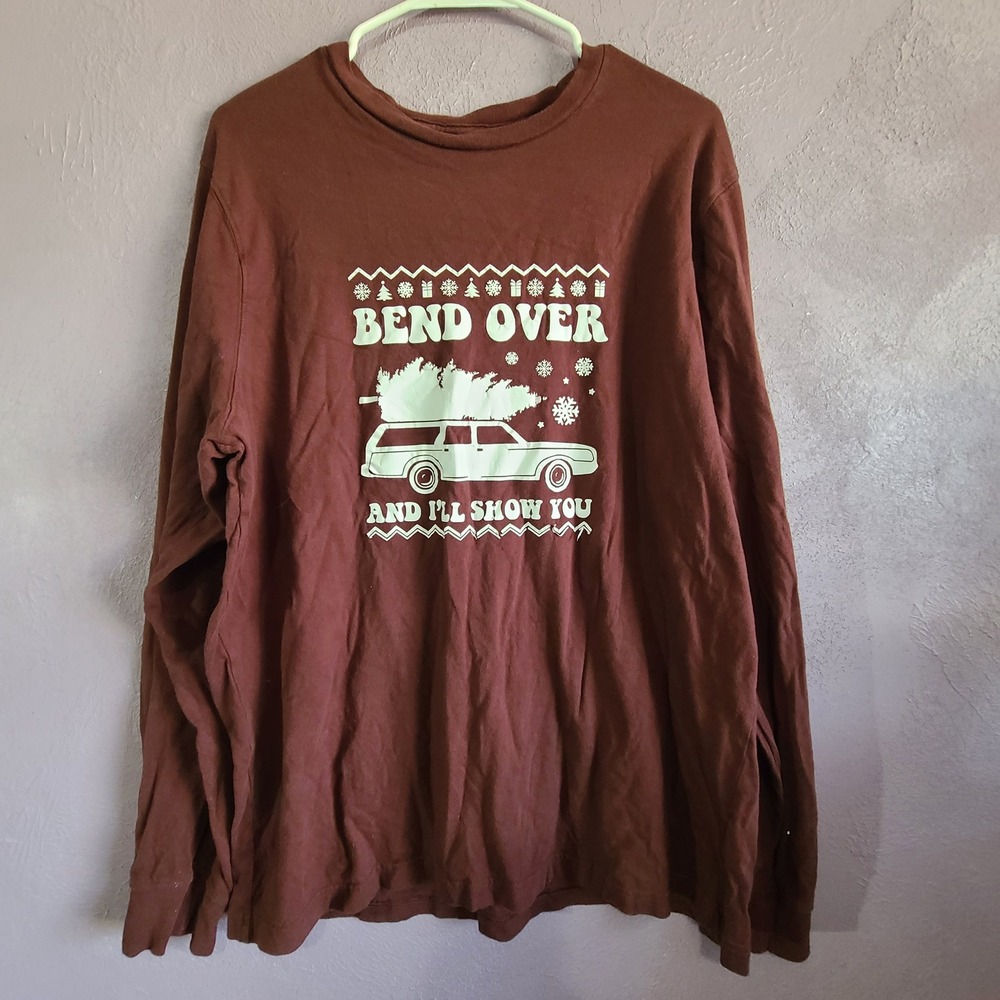 George Long Sleeve Shirt Mens XL Maroon Christmas Vacation Graphic Humor Tee